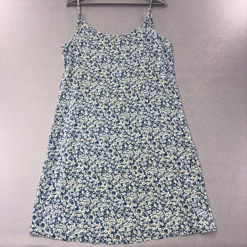 Molly Malloy Slip Dress Womens Medium Blue Excellent Vintage 90s Floral Ditsy